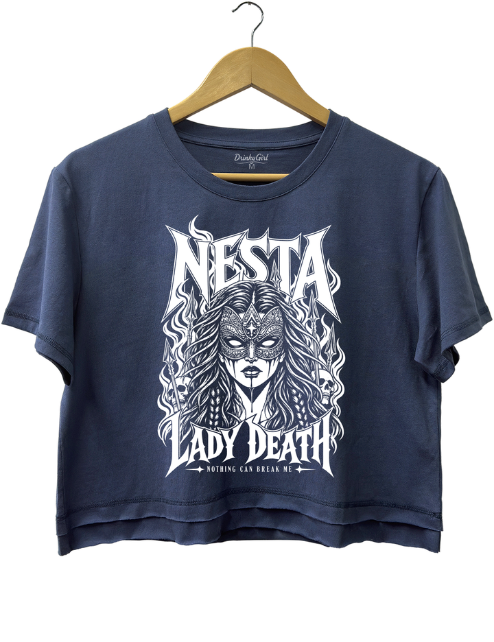 Nesta Archeron Valkyrie Acotar Crop Top - Navy Blue