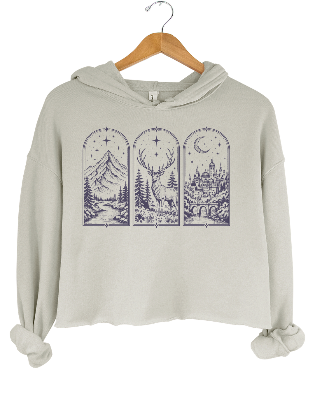 ACOTAR Book Postcard Crop Hoodie - Gray