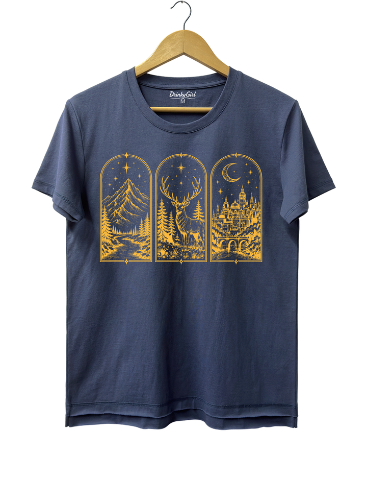 ACOTAR Book Postcard Tee - Navy Blue
