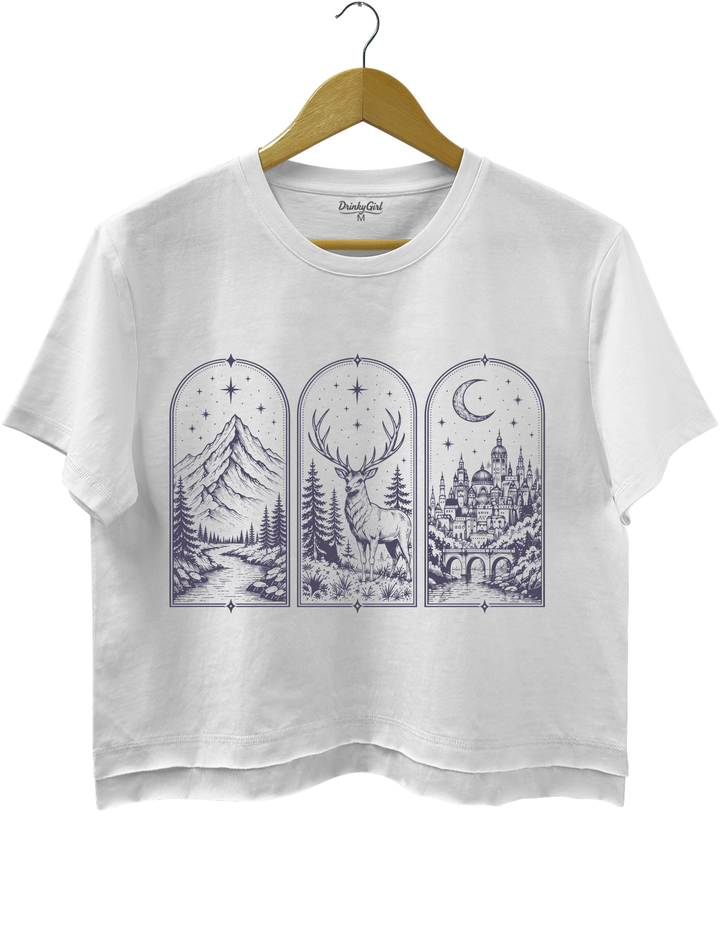 ACOTAR Book Postcard Crop Top - White