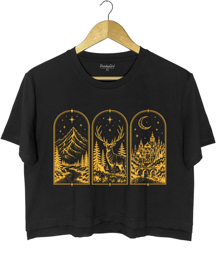 ACOTAR Book Postcard Crop Top - Black
