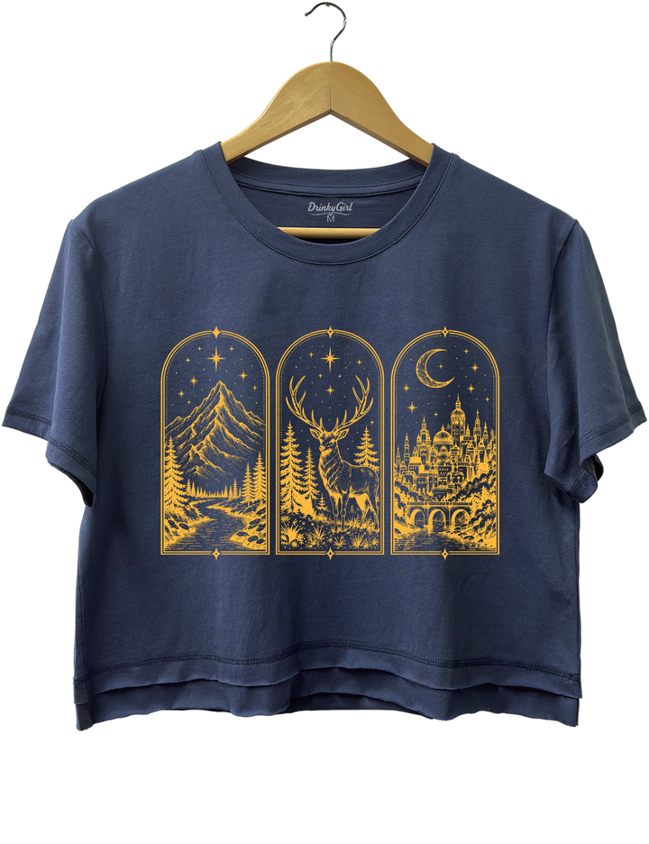 ACOTAR Book Postcard Crop Top - Navy Blue