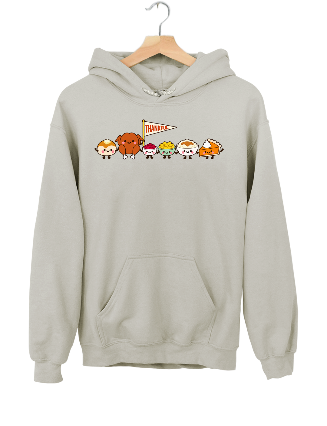 Cute Thanksgiving Food Hoodie - Gray