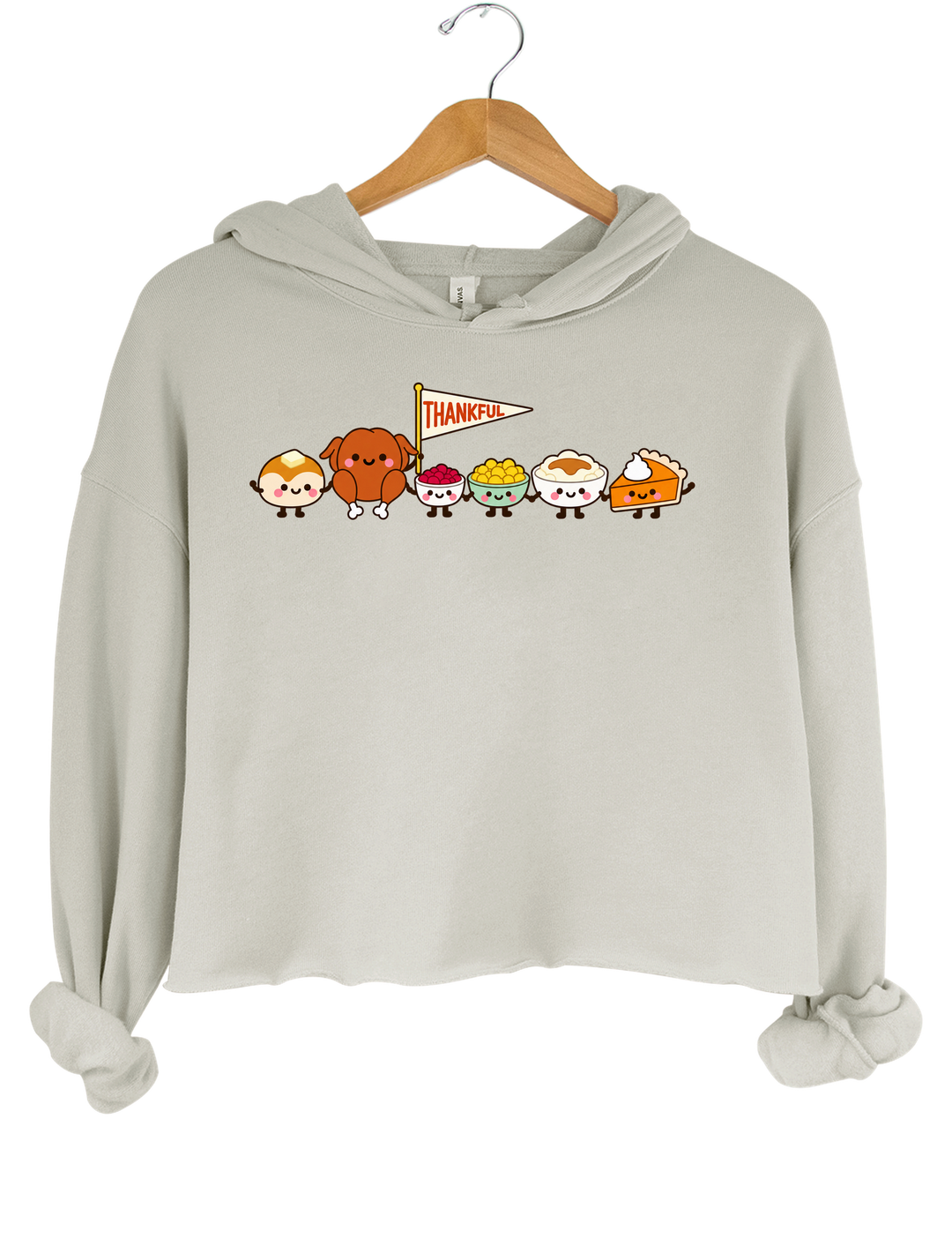 Cute Thanksgiving Food Crop Hoodie - Gray