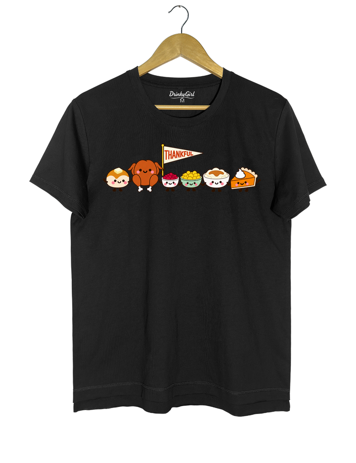 Cute Thanksgiving Food Tee - Black