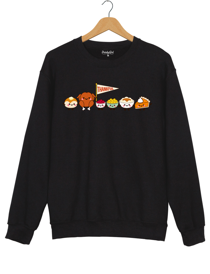 Cute Thanksgiving Food Sweatshirt - Black