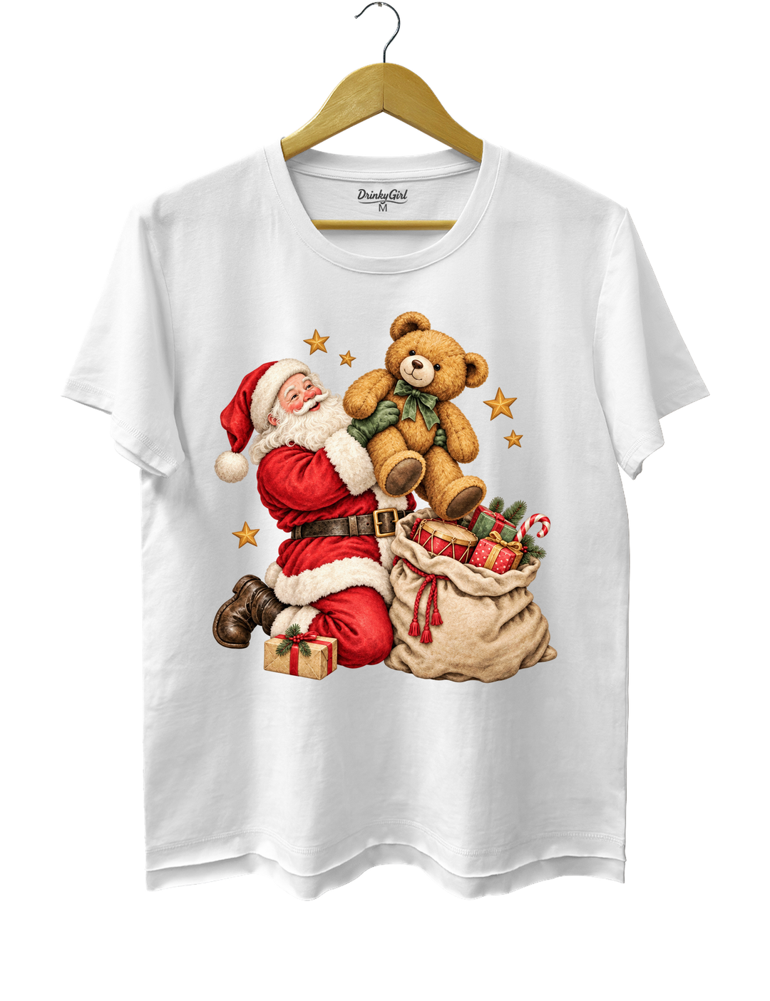Vintage Santa And Bear Tee - White