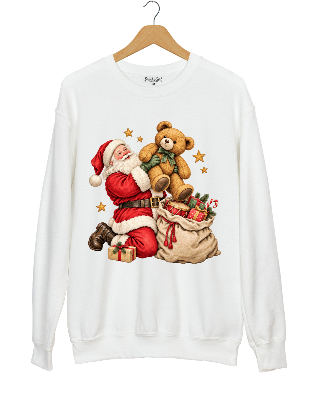 Vintage Santa And Bear Sweatshirt - White