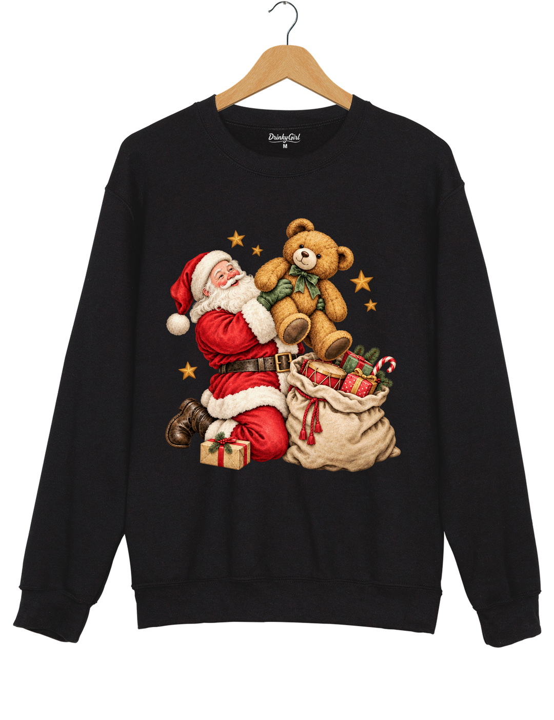 Vintage Santa And Bear Sweatshirt - Black