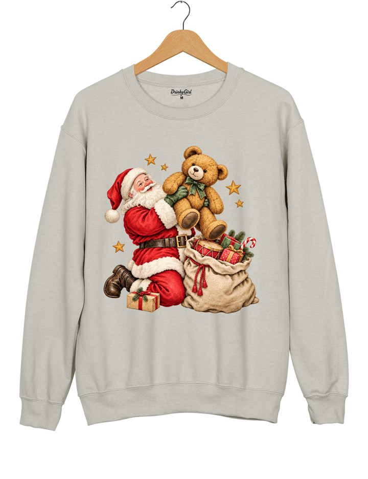 Vintage Santa And Bear Sweatshirt - Gray