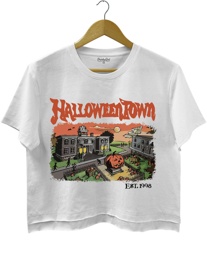 Halloween Town Est 1998 Crop Top - White