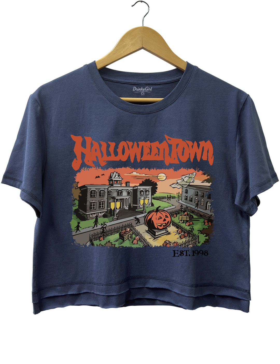 Halloween Town Est 1998 Crop Top - Navy Blue