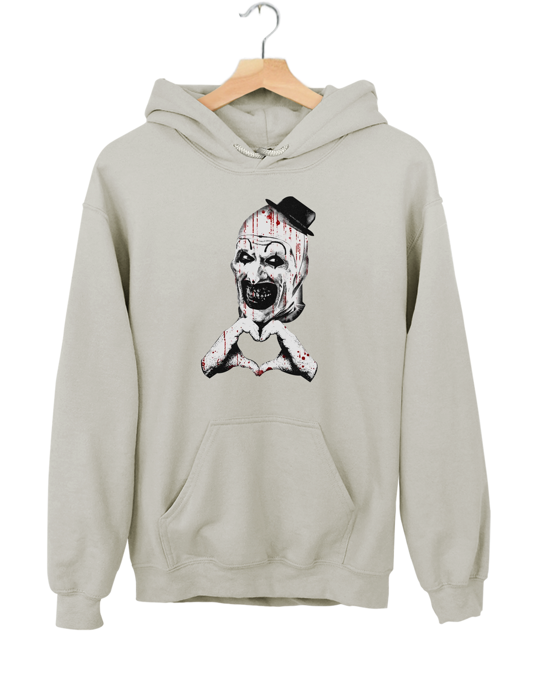 Horror Clown Heart Hands Hoodie - Gray