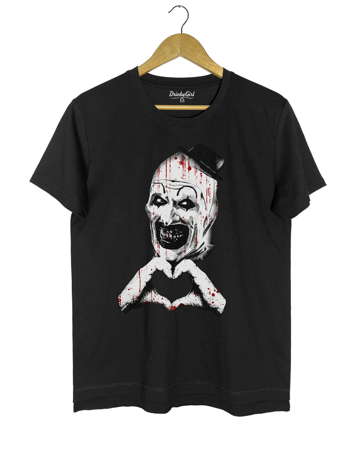 Horror Clown Heart Hands Tee - Black