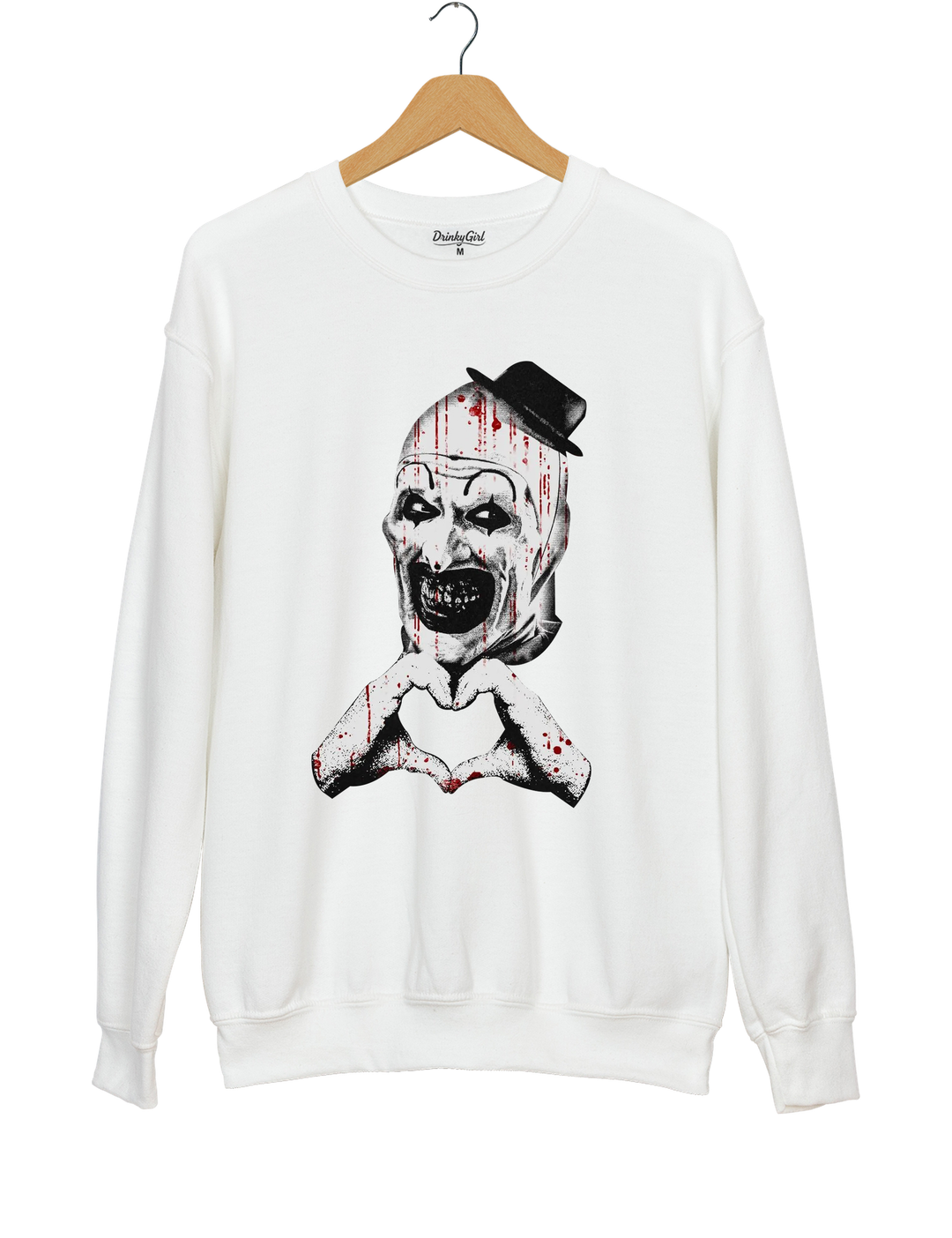 Horror Clown Heart Hands Sweatshirt - White
