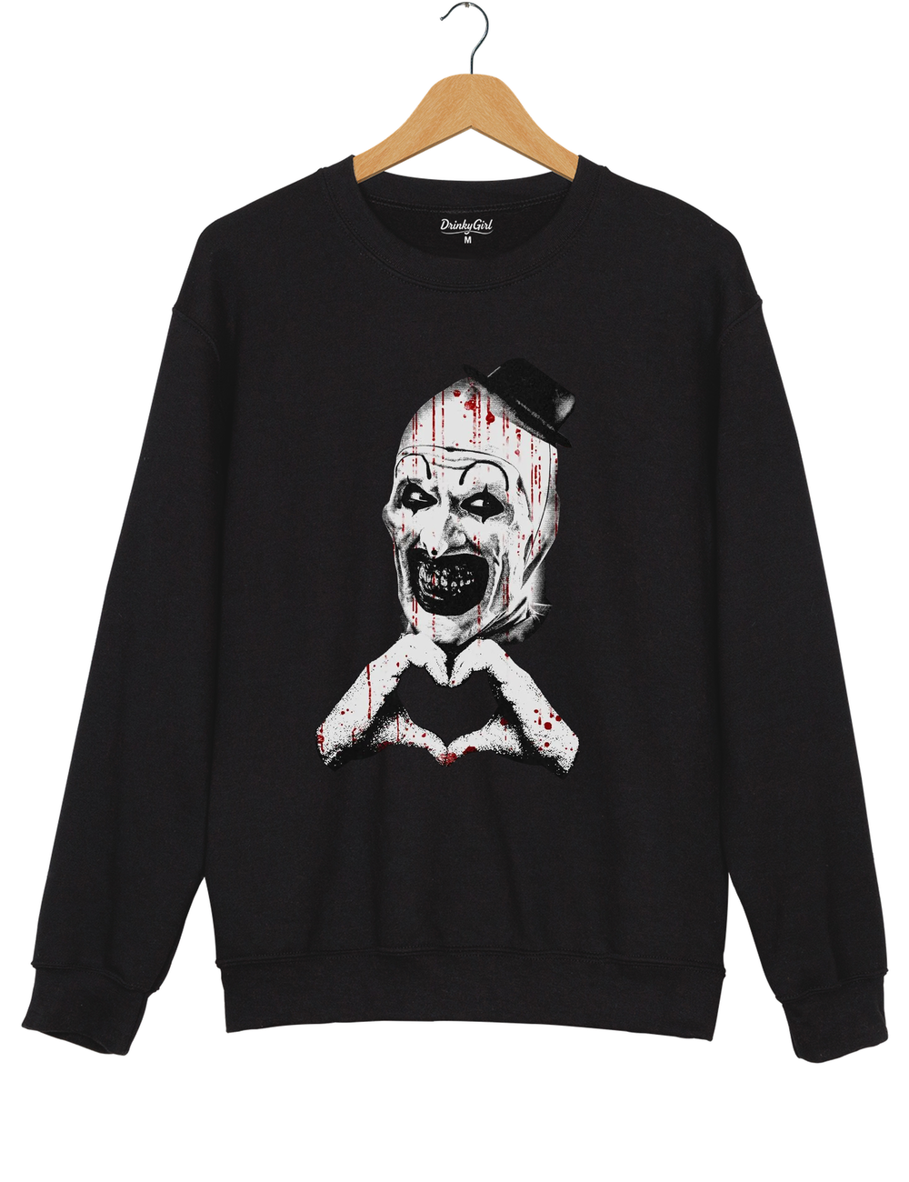 Horror Clown Heart Hands Sweatshirt - Black