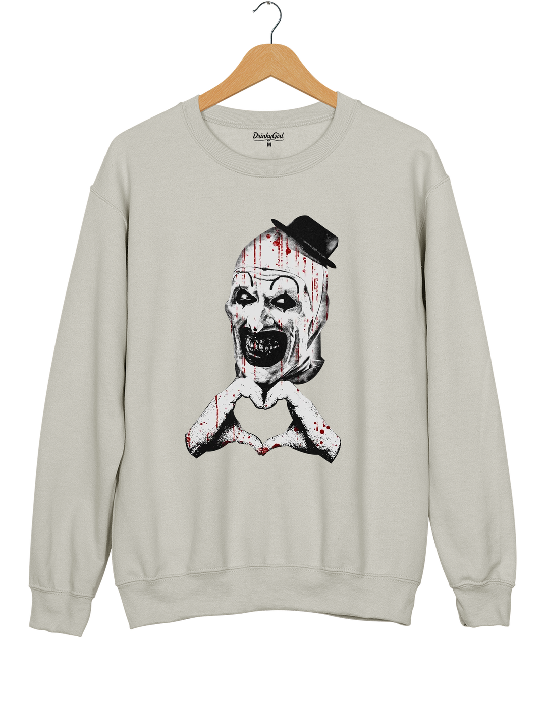 Horror Clown Heart Hands Sweatshirt - Gray