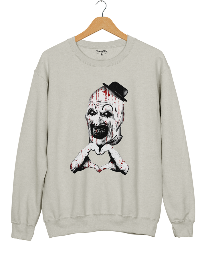 Horror Clown Heart Hands Sweatshirt - Gray