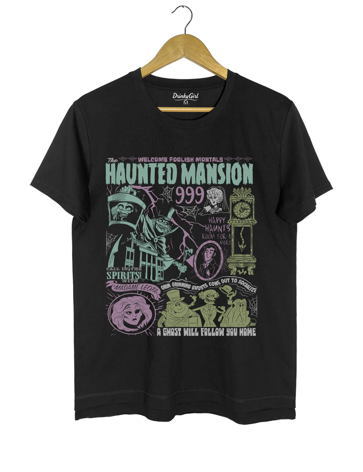 Welcome Foolish Mortals Hitchhiking Ghost Spooky Season Madam Leota Tee