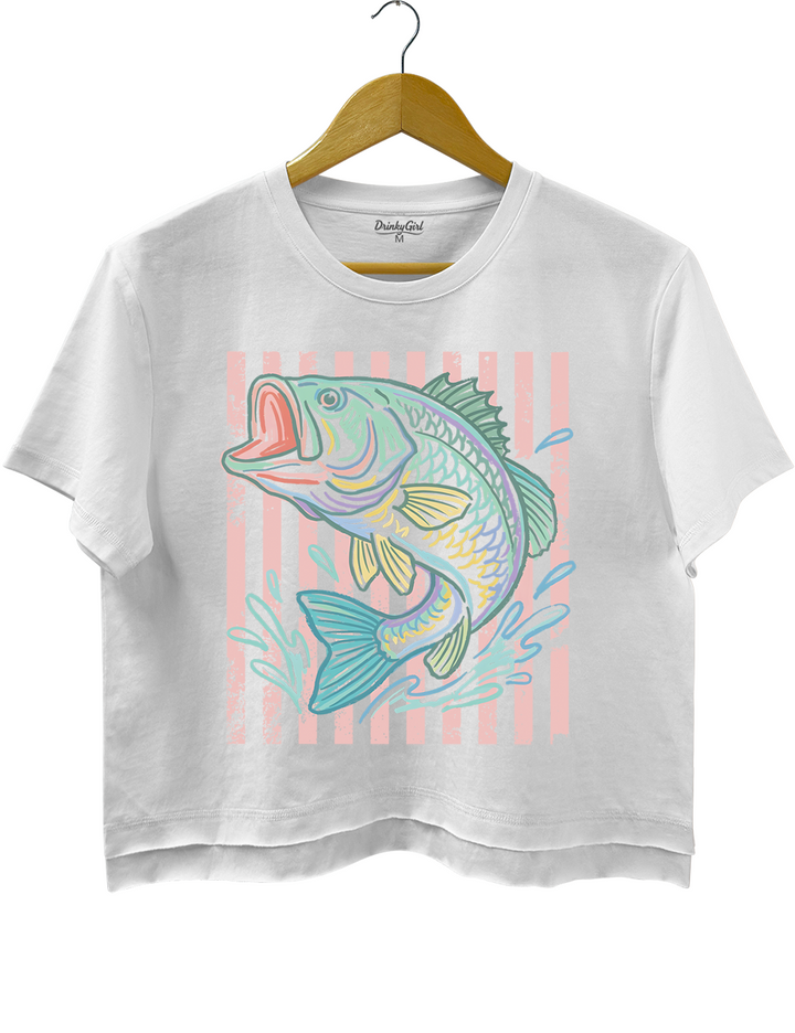 Retro Bass Fish Trendy Beach Crop Top