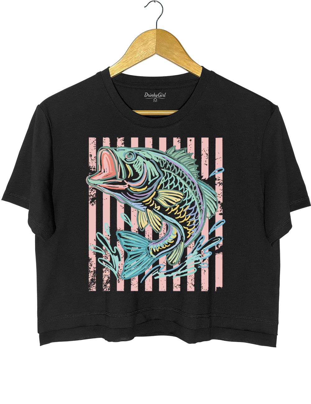Retro Bass Fish Trendy Beach Crop Top