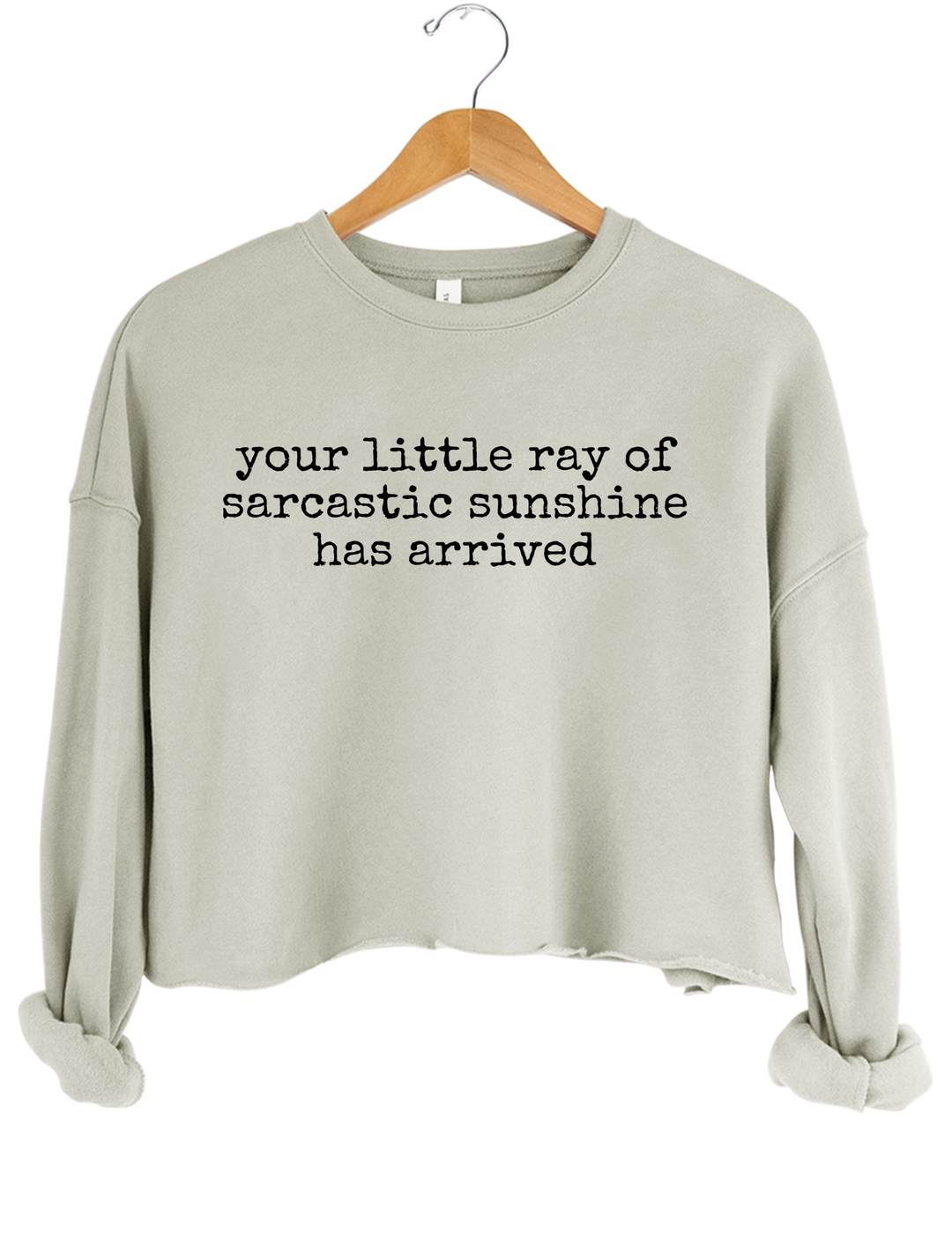 Your Little Ray of Sarcastic Sunshine Has Arrived Crop Sweatshirt - Gray