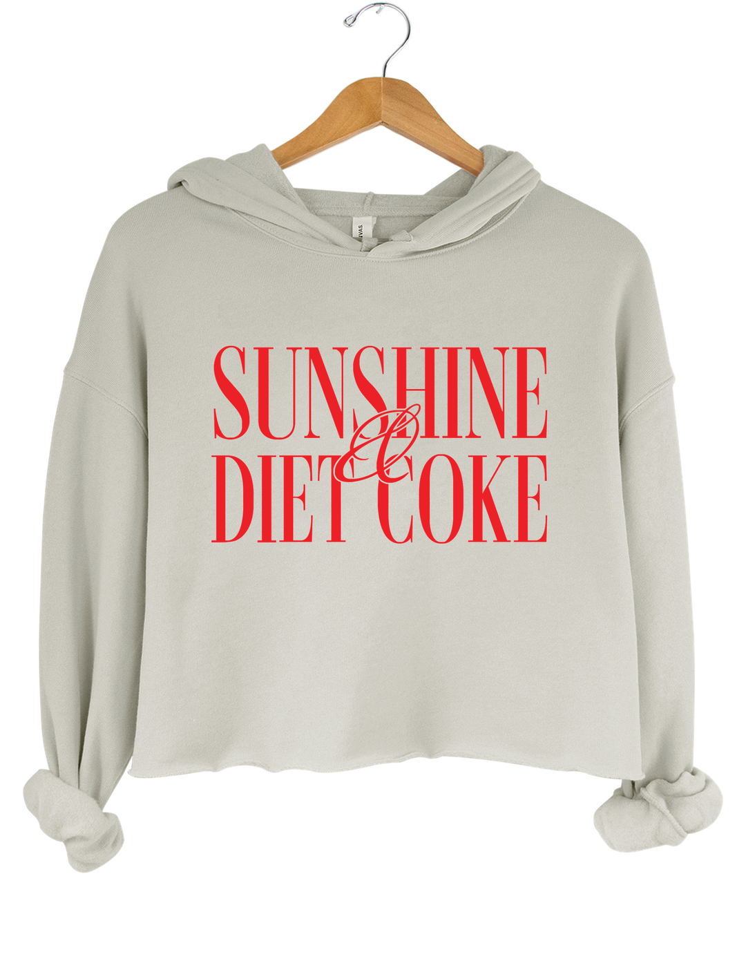 Sunshine And Diet Coke Crop Hoodie - Gray