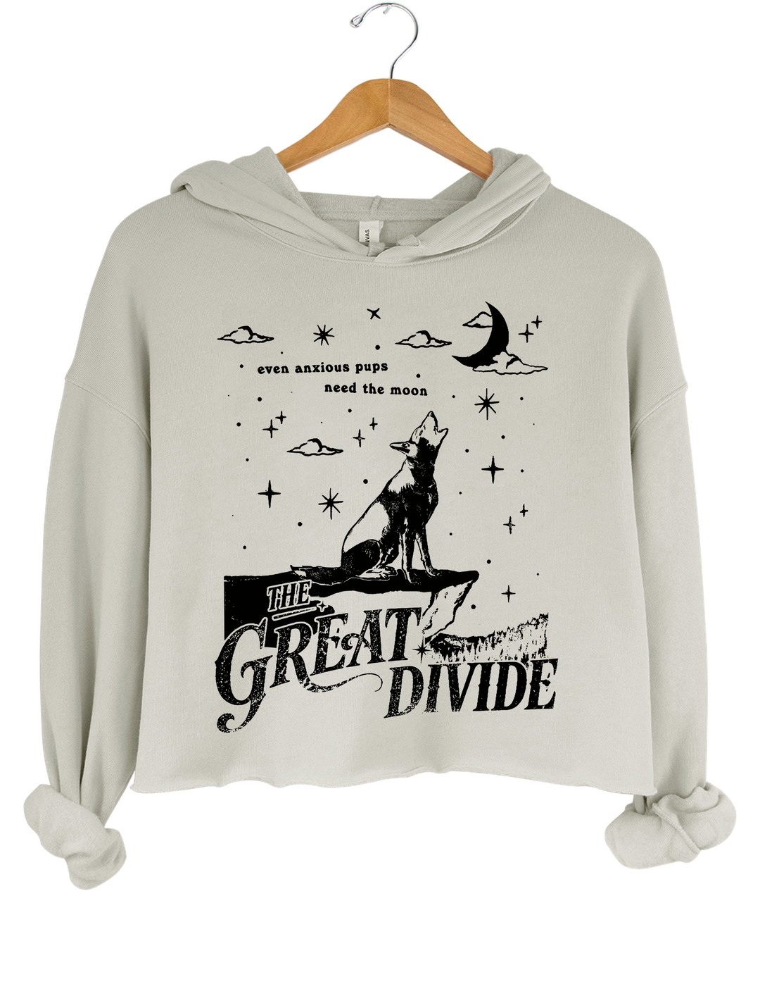 Even Anxious Pups Need The Moon The Great Divide Crop Hoodie