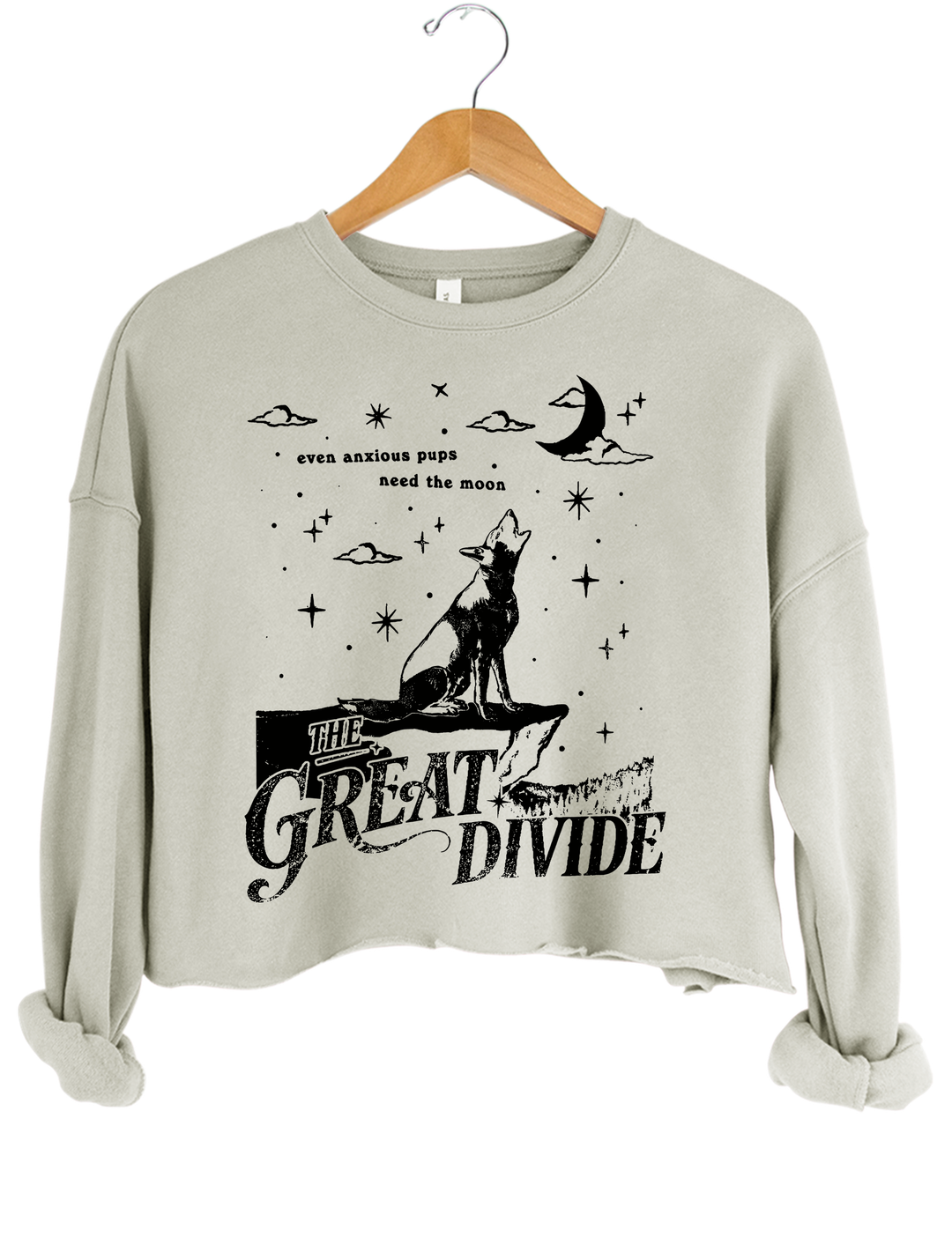 Even Anxious Pups Need The Moon The Great Divide Crop Sweatshirt