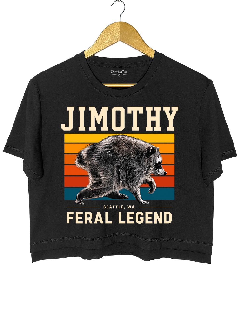 Retro Jimothy Raccoon Seattle Feral Crop Top