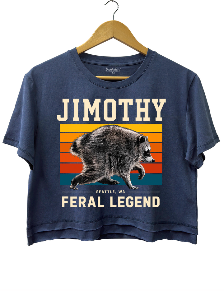 Retro Jimothy Raccoon Seattle Feral Crop Top