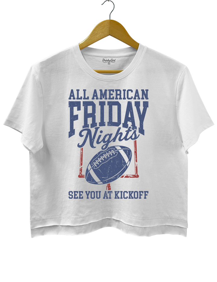 All American Friday Nights See You At Kickoff Crop Top