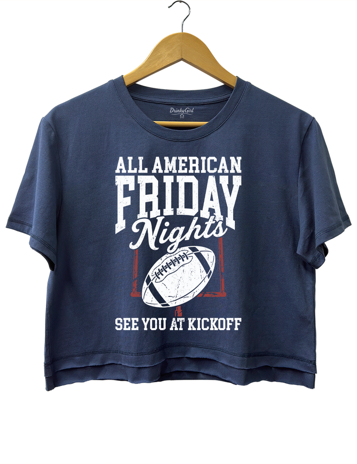 All American Friday Nights See You At Kickoff Crop Top