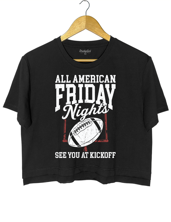 All American Friday Nights See You At Kickoff Crop Top