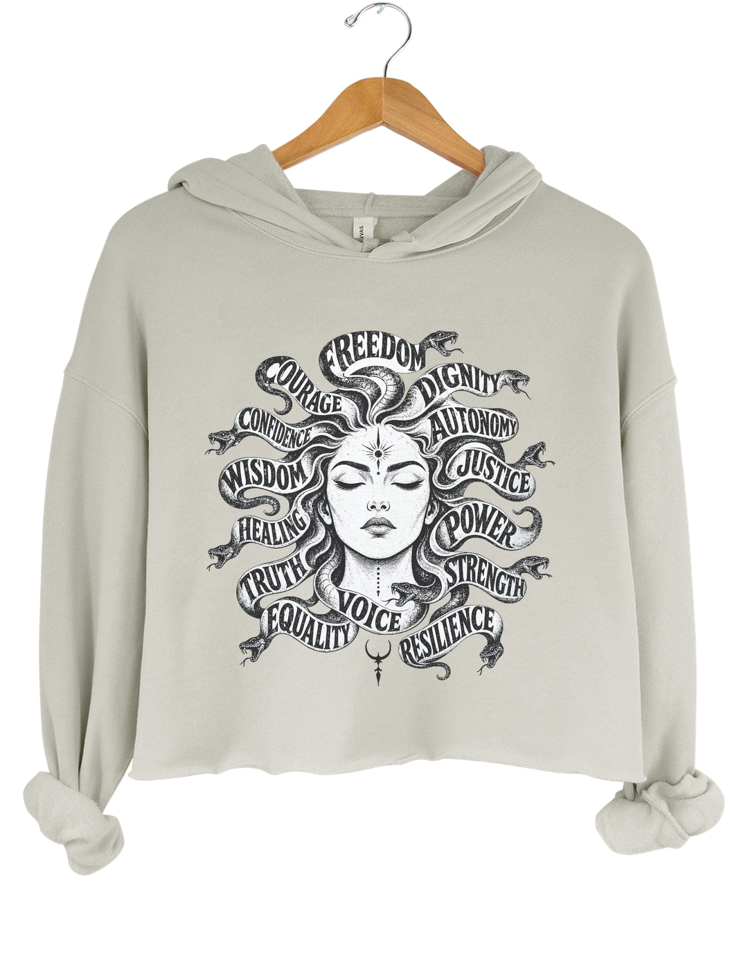 Medusa Mythical Crop Hoodie - Gray