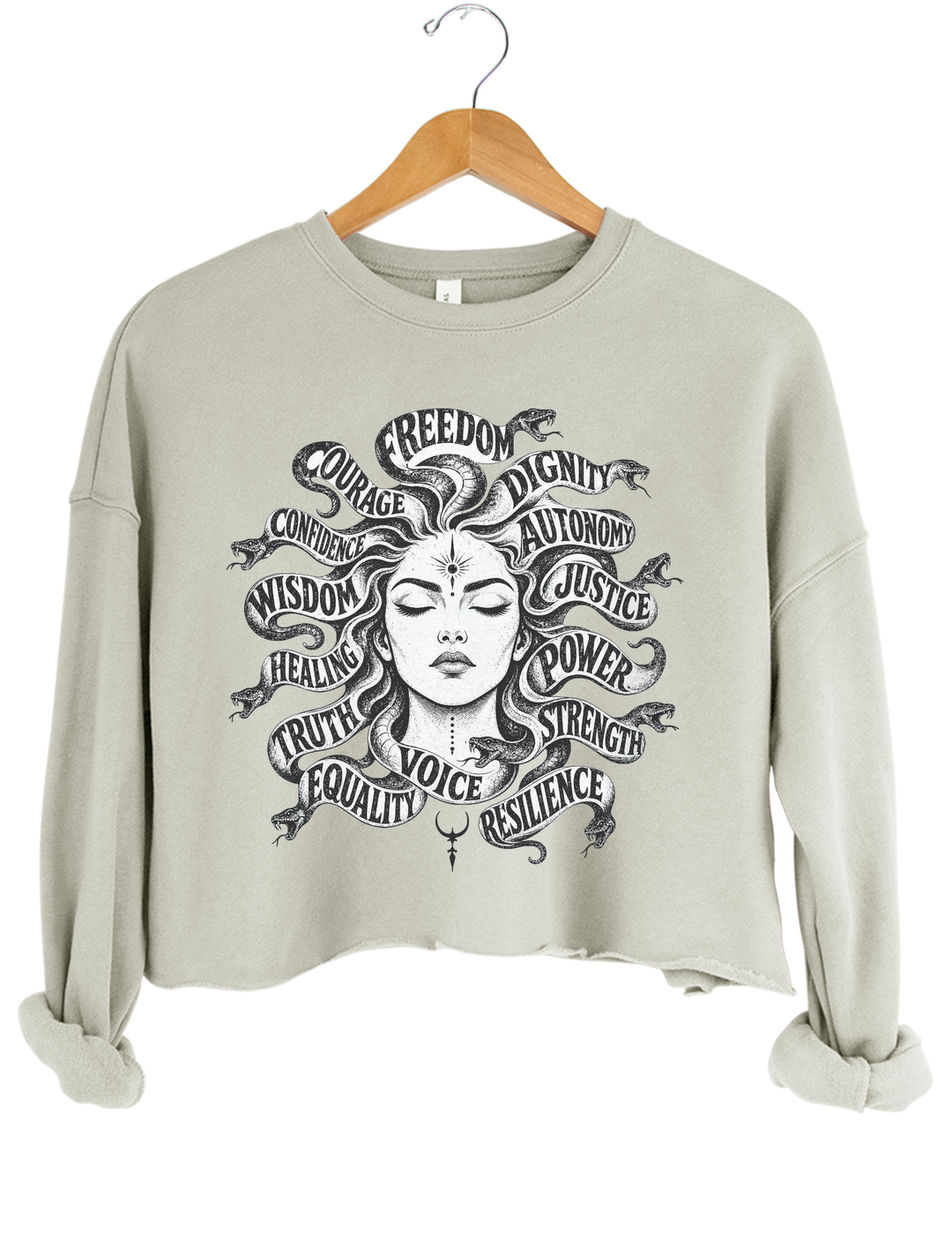 Medusa Mythical Crop Sweatshirt - Gray