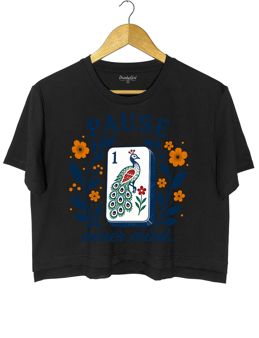 Pause Nevermind Funny Mahjong Crop Top