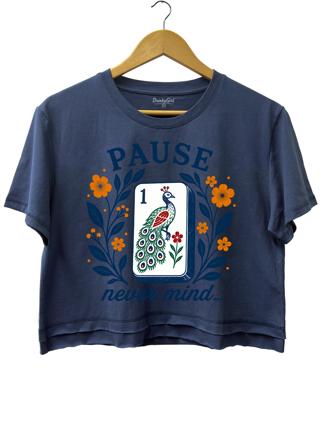 Pause Nevermind Funny Mahjong Crop Top