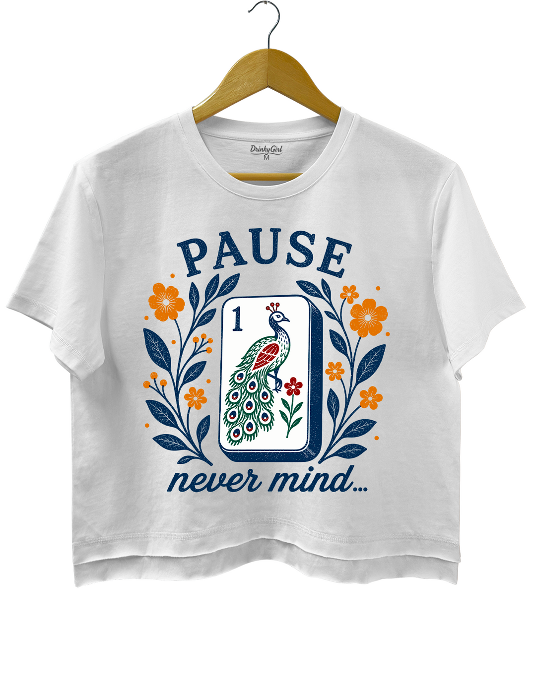 Pause Nevermind Funny Mahjong Crop Top