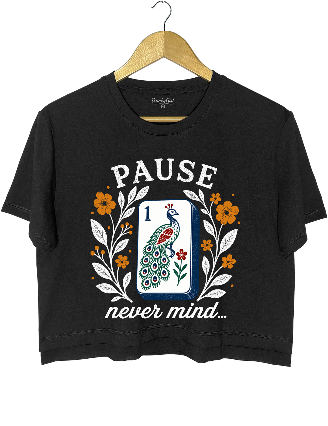 Pause Nevermind Funny Mahjong Crop Top