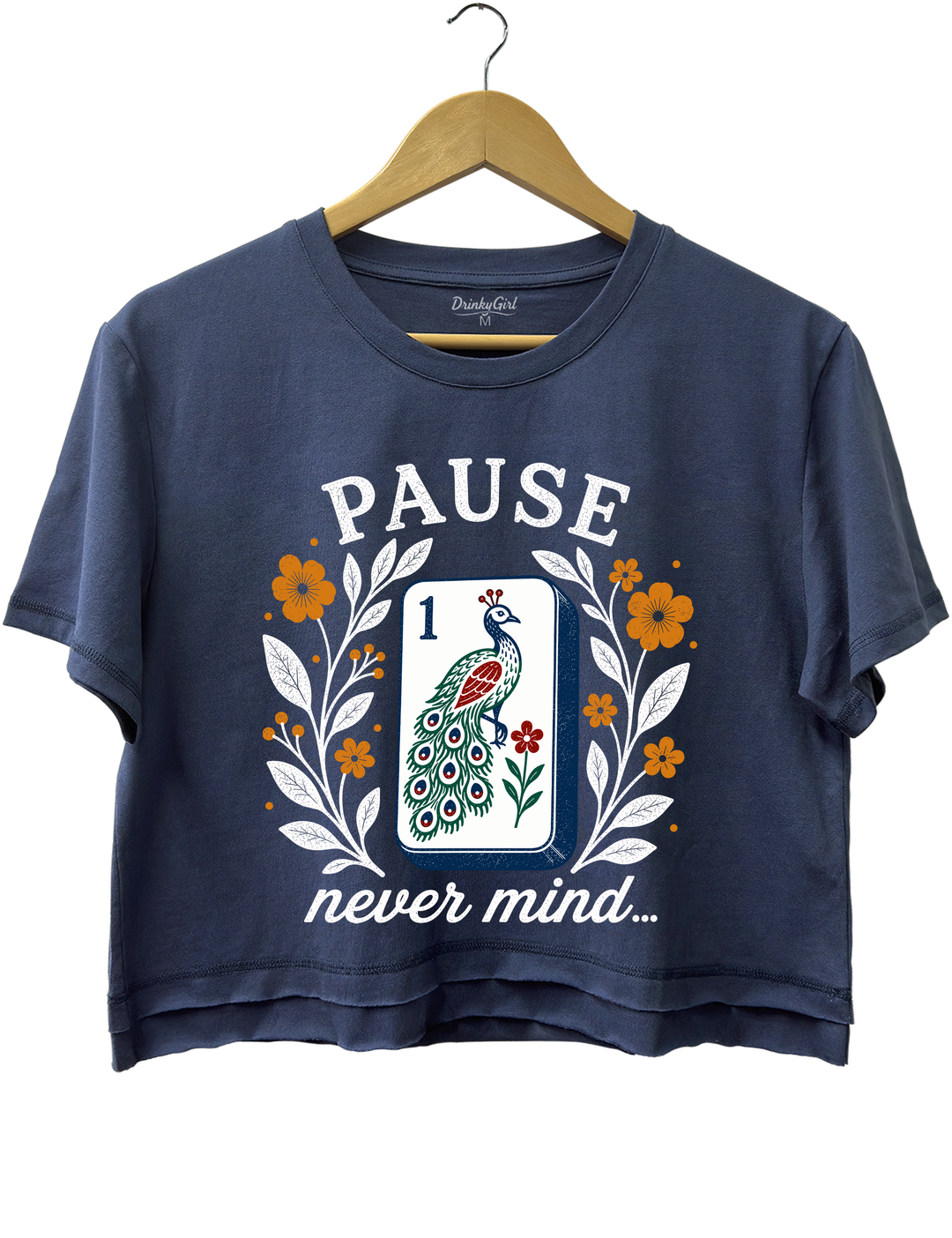 Pause Nevermind Funny Mahjong Crop Top