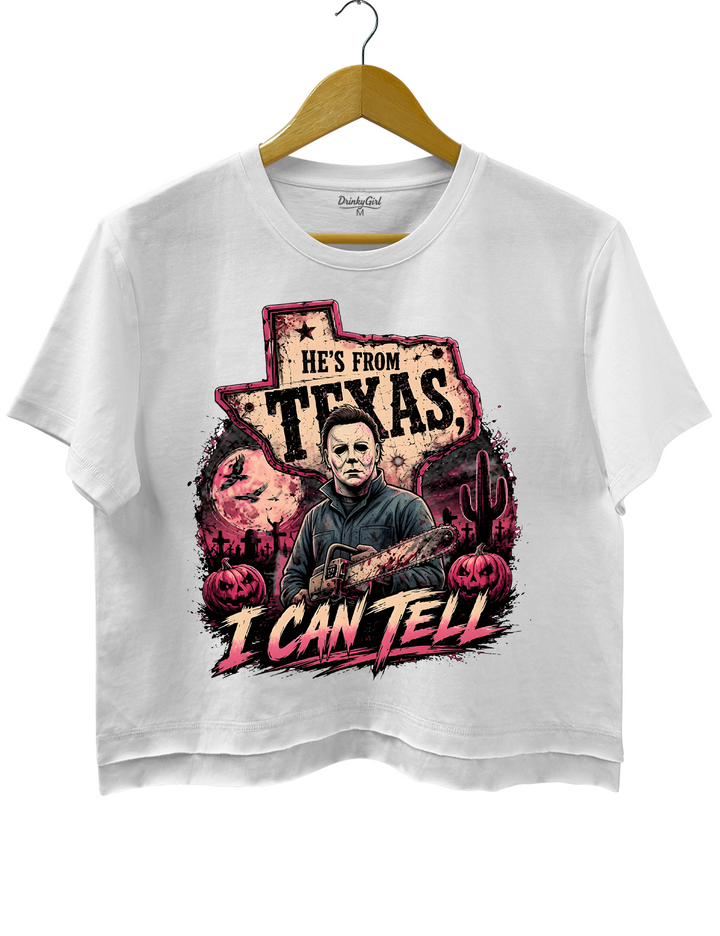 He‘s From Texas I Can Tell Michael Crop Top