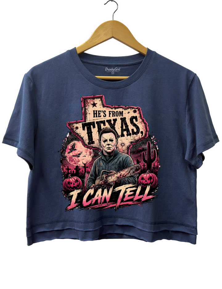 He‘s From Texas I Can Tell Michael Crop Top