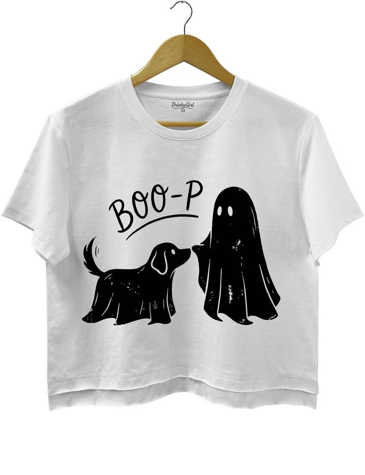 Boo-p Ghost Dog Funny Halloween Crop Top