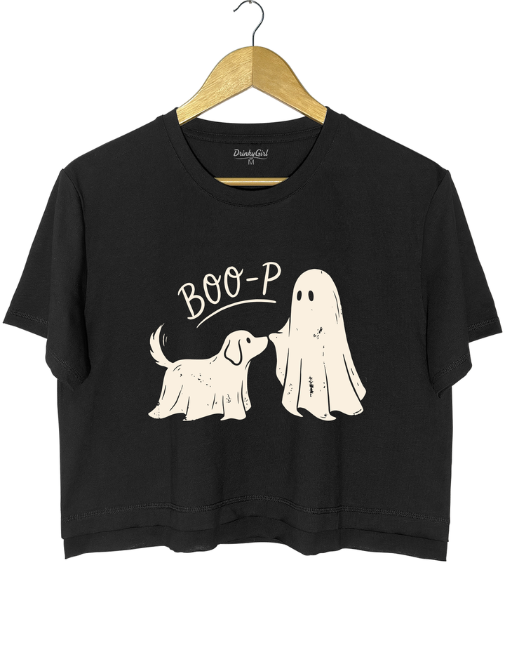 Boo-p Ghost Dog Funny Halloween Crop Top