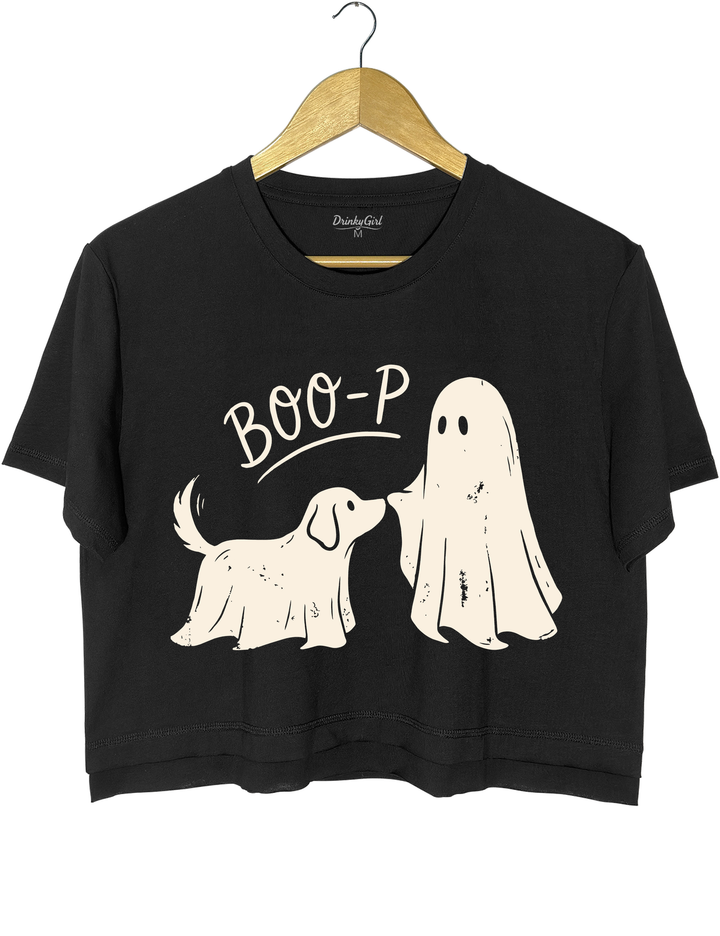 Boo-p Ghost Dog Funny Halloween Crop Top