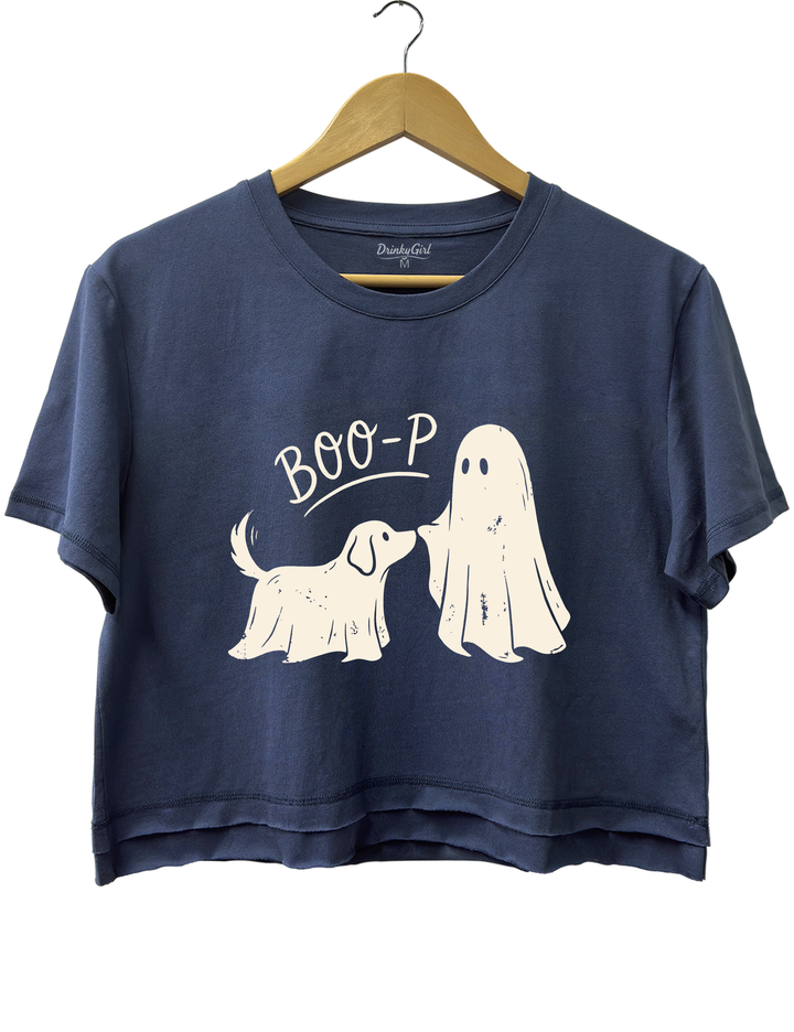 Boo-p Ghost Dog Funny Halloween Crop Top