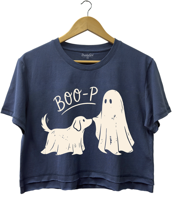 Boo-p Ghost Dog Funny Halloween Crop Top