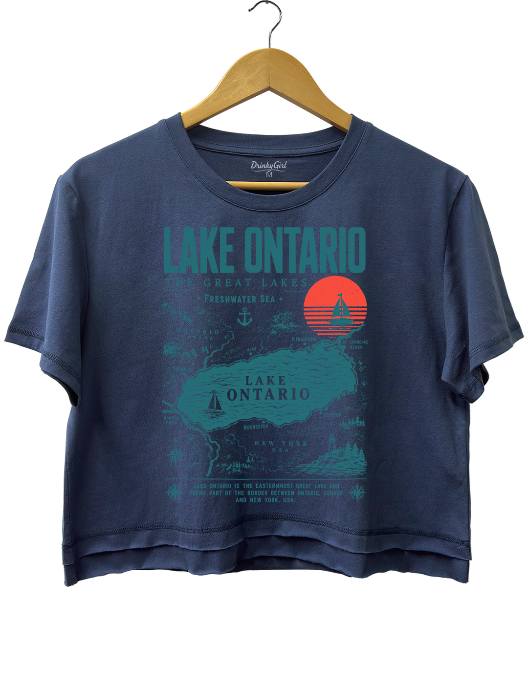 Lake Ontario Great Lakes Retro Lake Life Crop Top