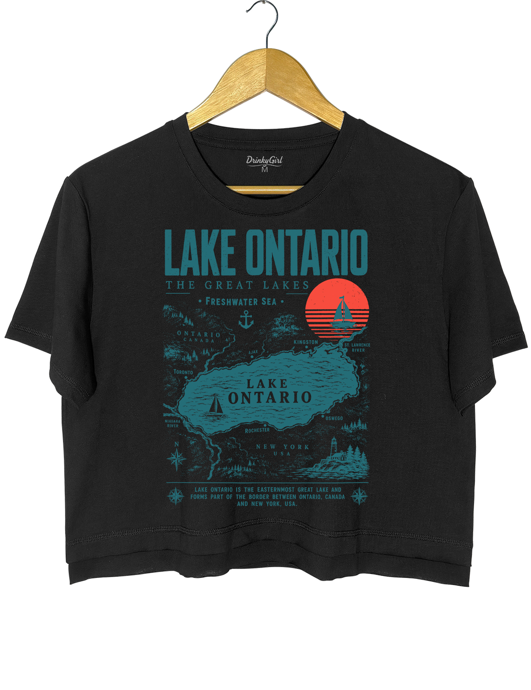 Lake Ontario Great Lakes Retro Lake Life Crop Top